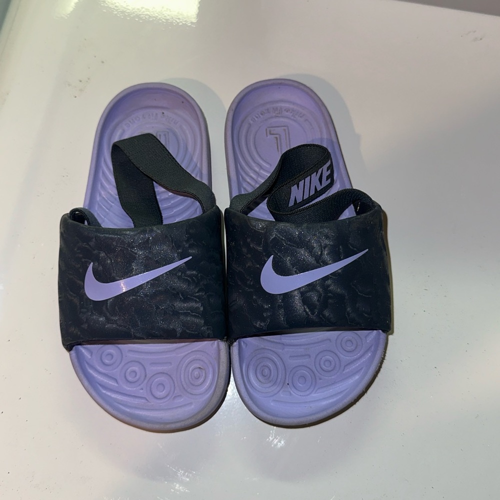 Nike Kids Slide Sandals - Black and Lavender